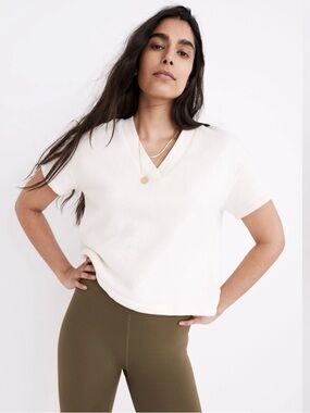 Madewell Airyterry V-Neck Sweatshirt Tee - Size XL
